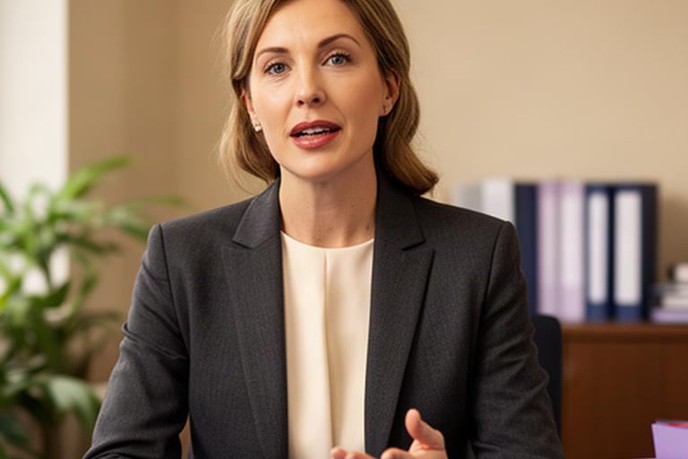 Solicitor explaining a service to camera in a calm Leicester office